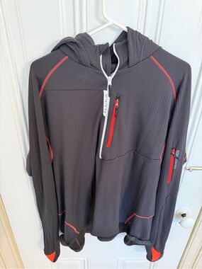 Quechua Hooded Jacket - Black with Red Accents XXL
